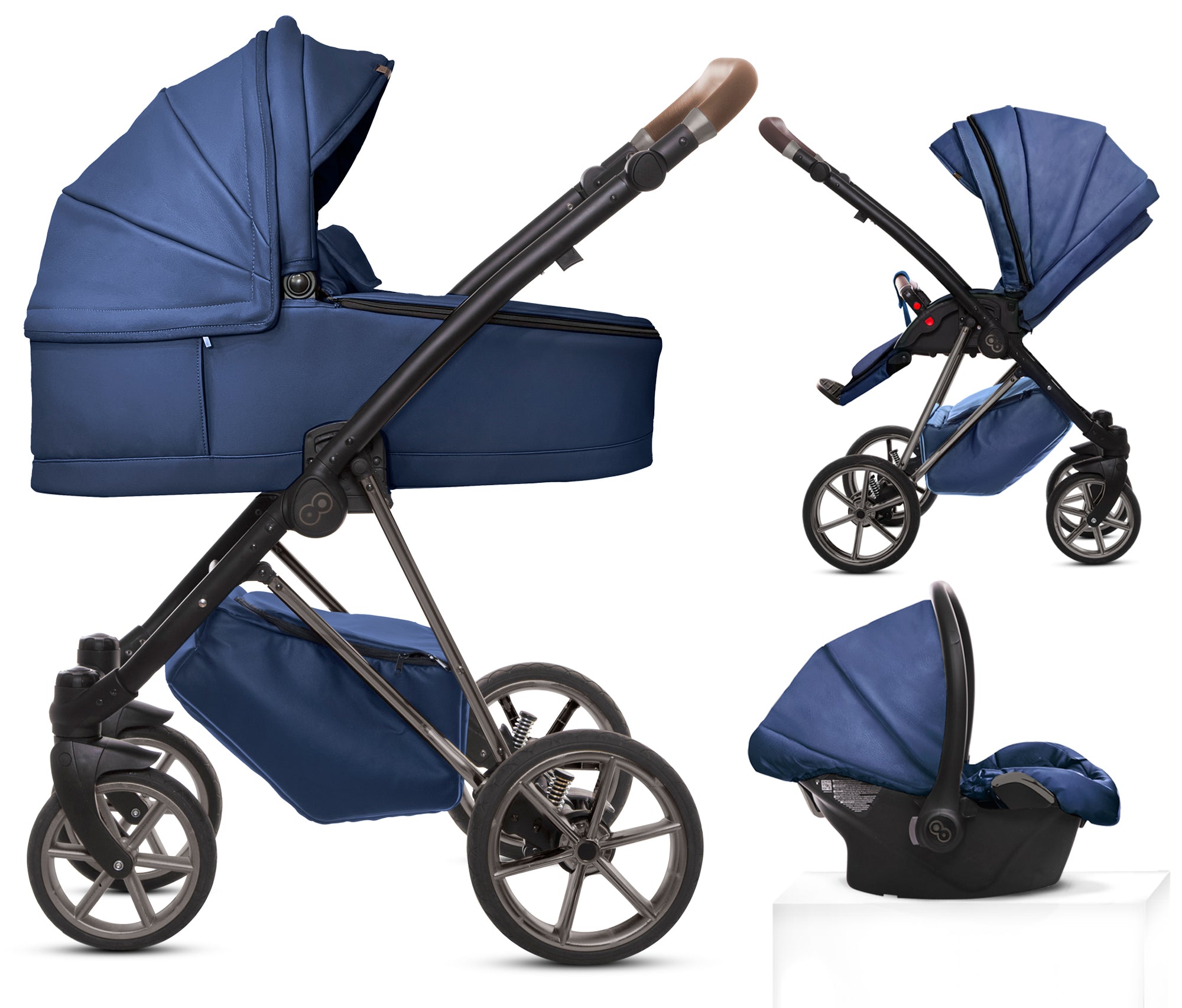 TPFLiving 3in1 Kinderwagen Royal Kunstleder