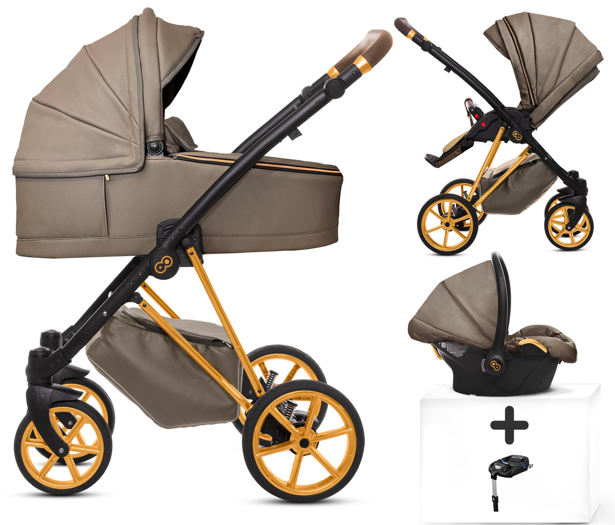 TPFLiving 4in1 Kinderwagen Royal Kunstleder