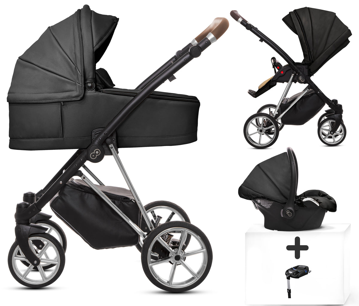 TPFLiving 4in1 Kinderwagen Royal Kunstleder