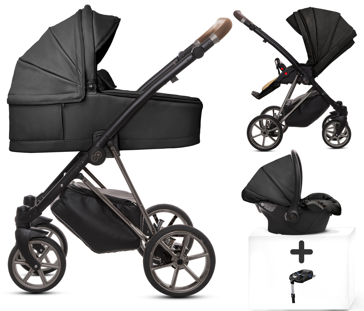TPFLiving 4in1 Kinderwagen Royal Kunstleder