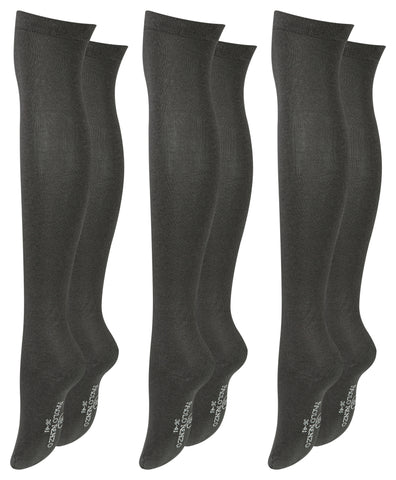 Paolo Renzo® Damen Baumwoll Overknees mit Anti-Rutsch-Bund 1 oder 3 Paar - Größe 36/41