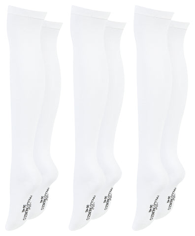 Paolo Renzo® Damen Baumwoll Overknees mit Anti-Rutsch-Bund 1 oder 3 Paar - Größe 36/41