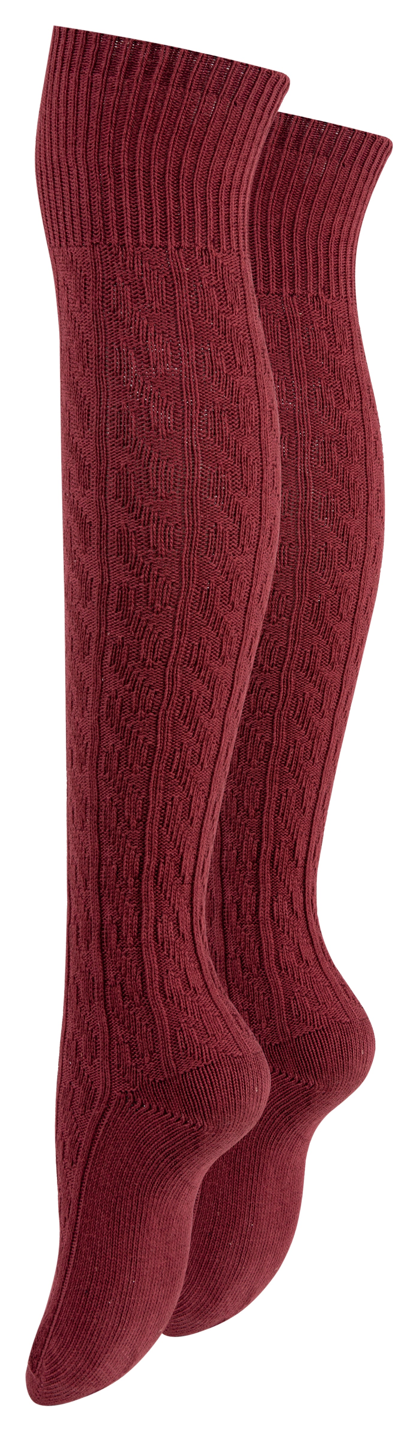 Paolo Renzo® Damen Baumwoll Overknees mit Zopfmuster & Anti-Rutsch-Bund 1 oder 3 Paar - Größe 36/41