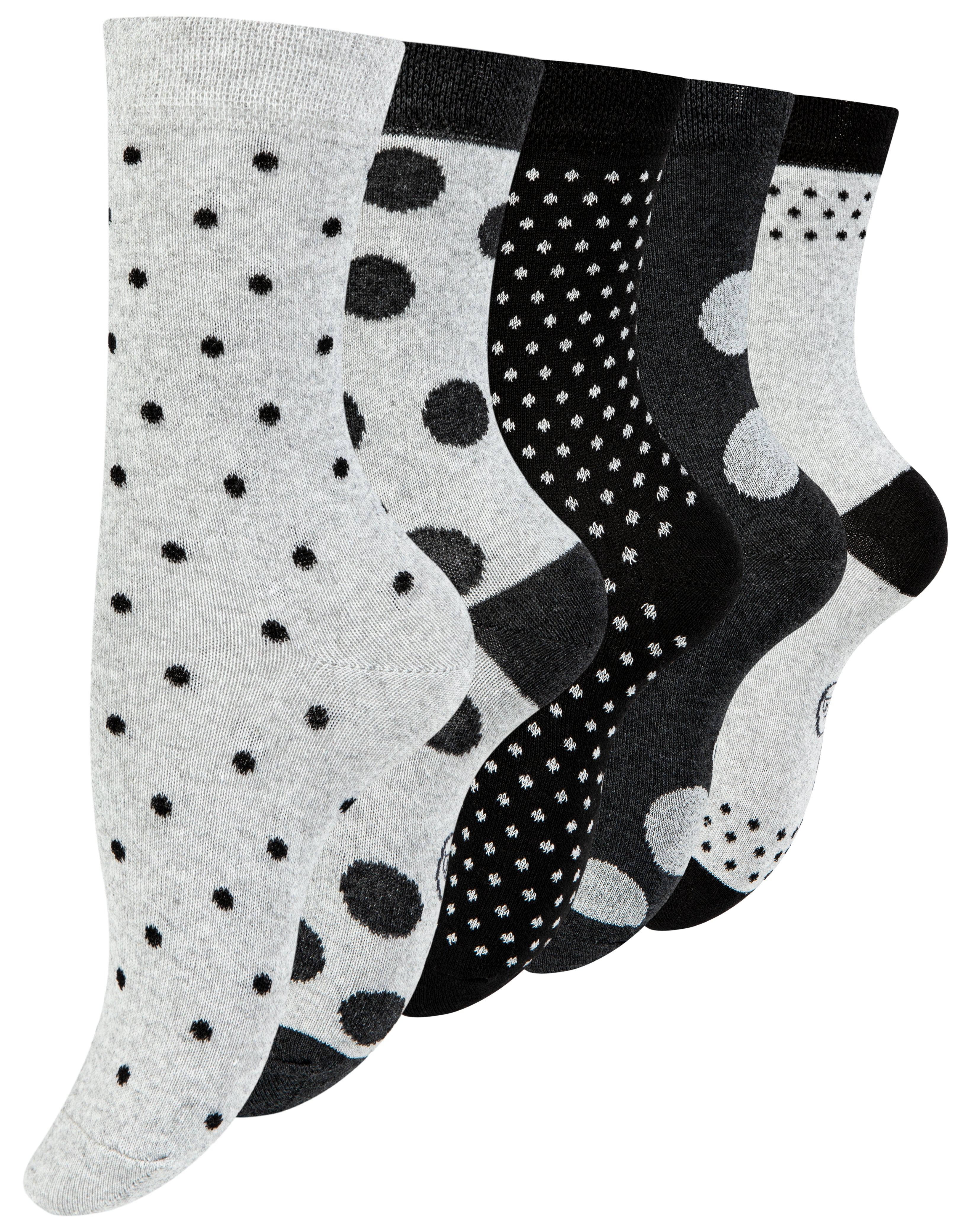 Paolo Renzo® Damen Baumwoll Socken "DOT STRIPE" 5/10 oder 15 Paar - Größen 35/38 und 39/42