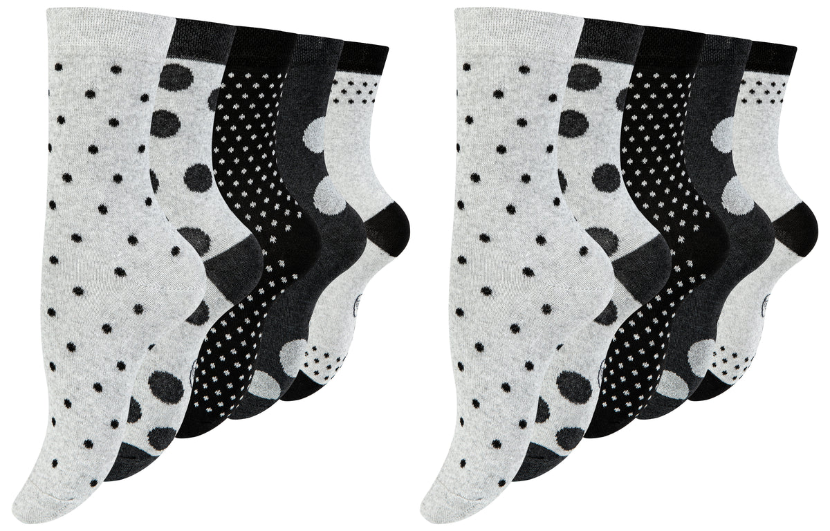 Paolo Renzo® Damen Baumwoll Socken "DOT STRIPE" 5/10 oder 15 Paar - Größen 35/38 und 39/42