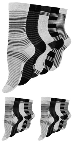 Paolo Renzo® Damen Baumwoll Socken "DOT STRIPE" 5/10 oder 15 Paar - Größen 35/38 und 39/42