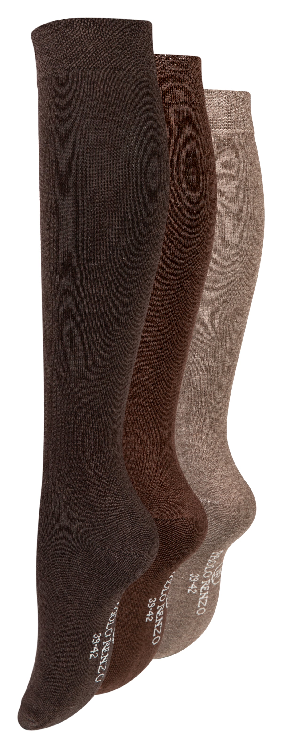 Paolo Renzo® Damen Baumwoll-Kniestrümpfe 3 oder 6 Paar - Größen 35/38 und 39/42