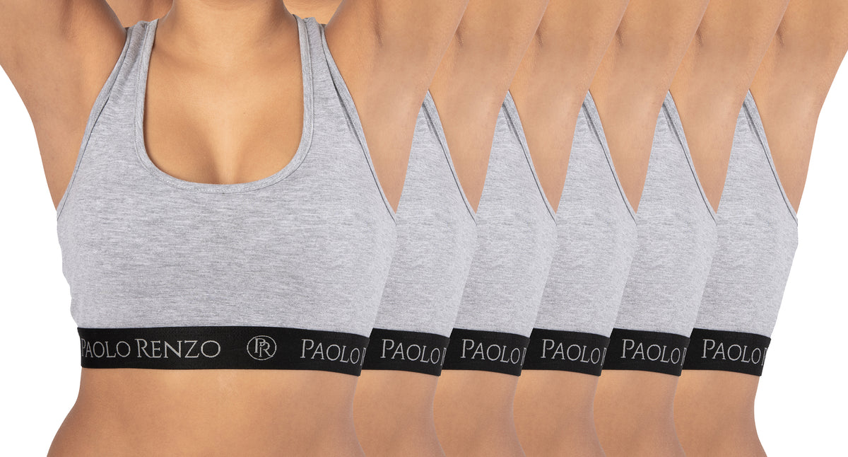 Paolo Renzo® Damen Baumwoll-Bustier SPORT LINE 3 oder 6 Paar - Größen S, M , L, XL
