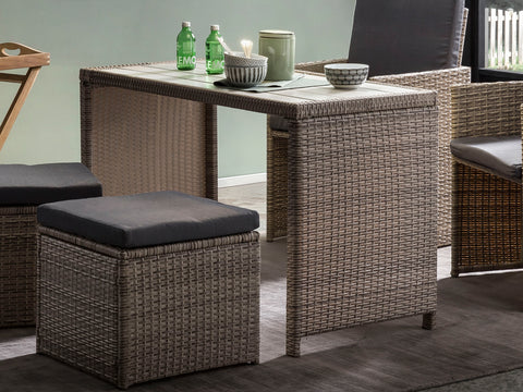 TPFGarden Sitzgruppe MARTINI 2 Stühle, 2 Hocker, 4 Sitzkissen+2 Rückenkissen, 1 Tisch