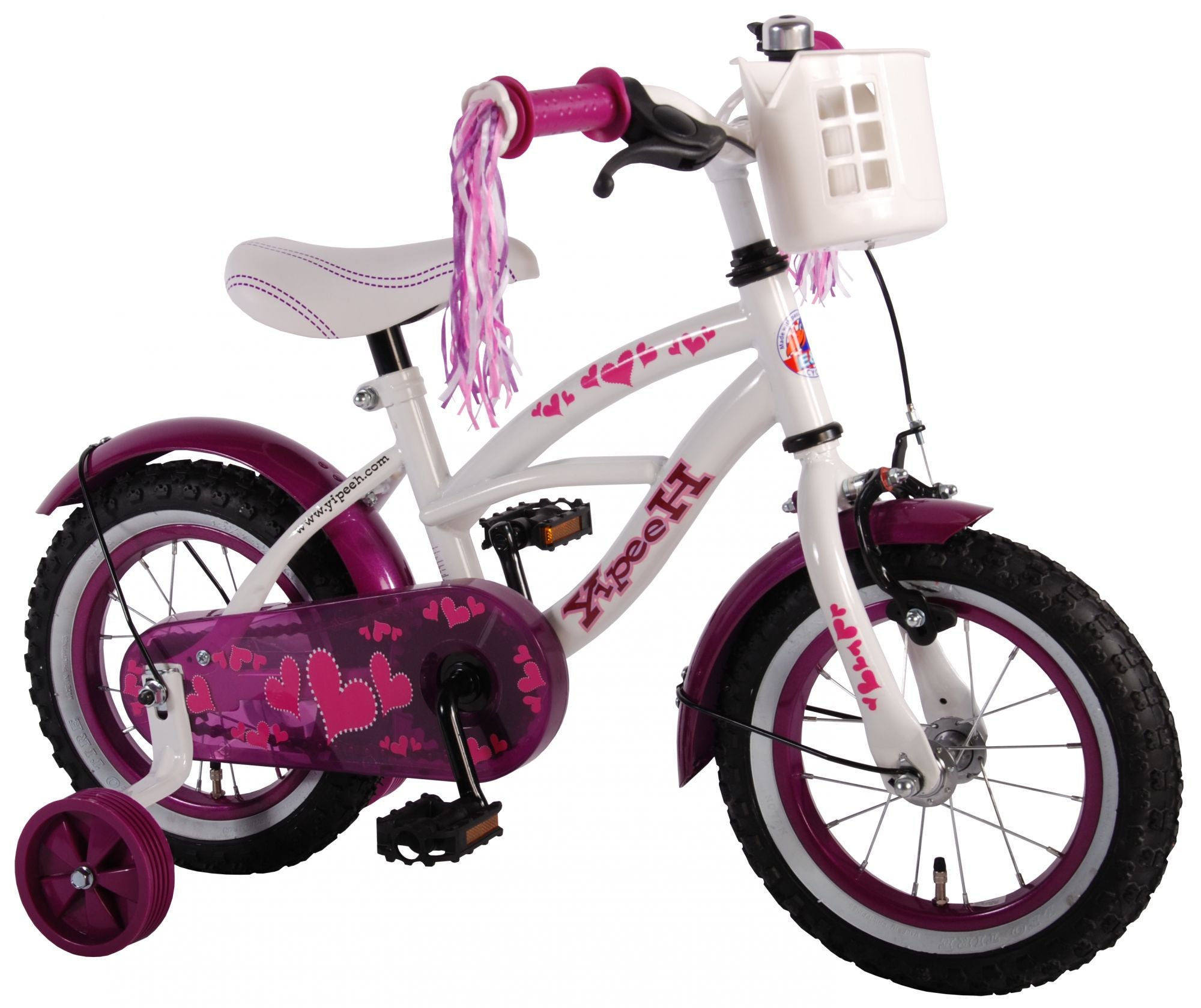 TPFSports Heart Cruiser Kinderfahrrad - Mädchen - 12 Zoll - Rücktritt + Handbremse - Weiß Lila