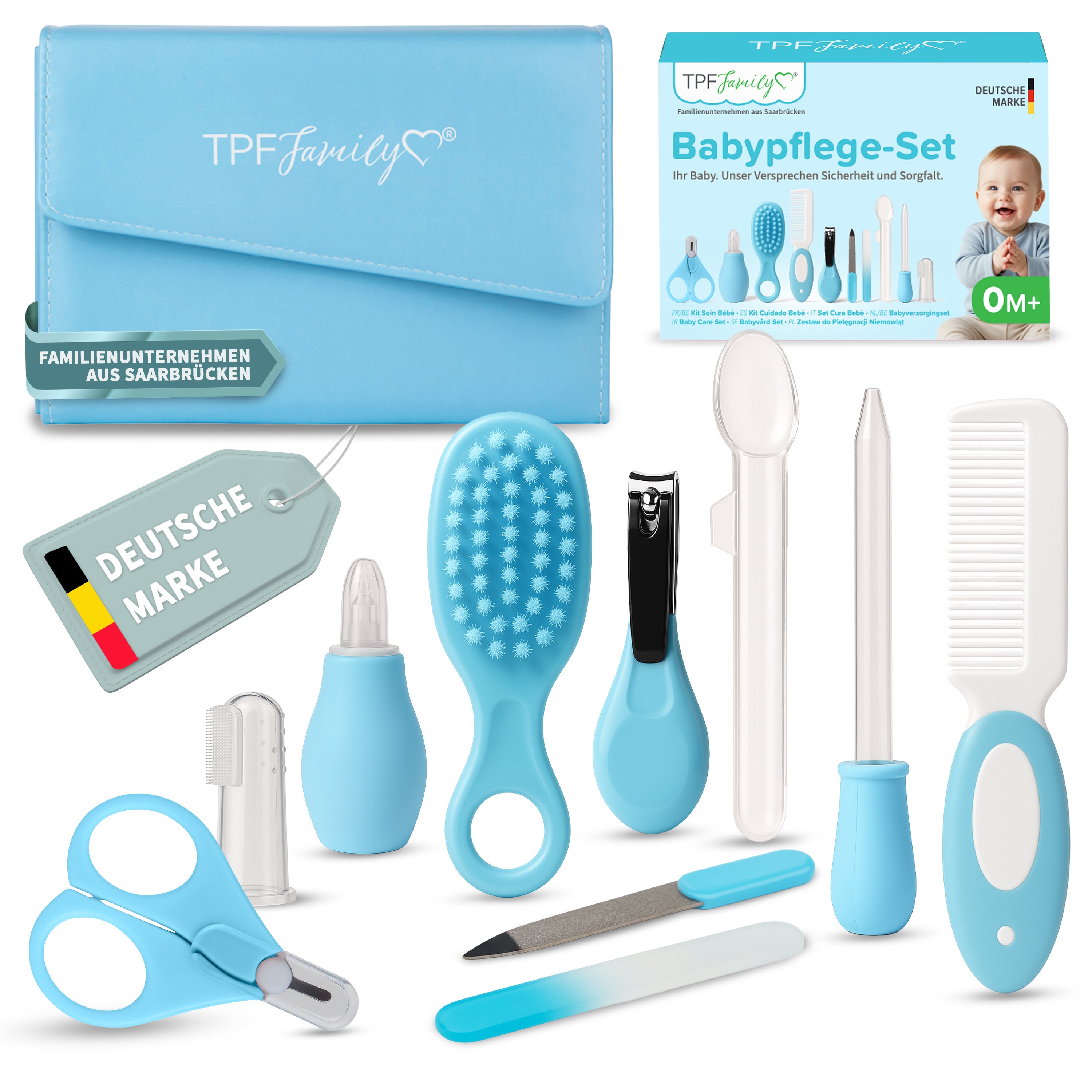 TPFFamily Baby Pflegeset Neugeborene – 10-teiliges Set mit hochwertiger Baby-Erstausstattung
