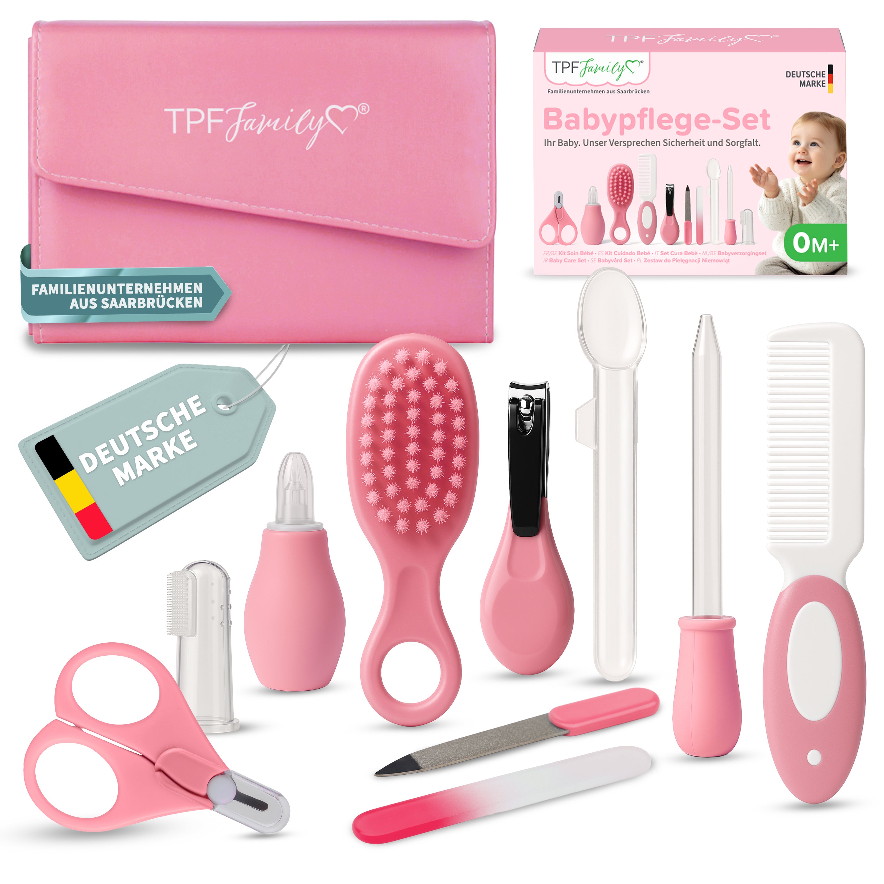 TPFFamily Baby Pflegeset Neugeborene – 10-teiliges Set mit hochwertiger Baby-Erstausstattung