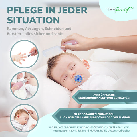 TPFFamily Baby Pflegeset Neugeborene – 10-teiliges Set mit hochwertiger Baby-Erstausstattung