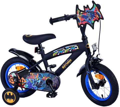 TPFSports DC Batman Kinderfahrrad - Jungen - 12 Zoll - Rücktritt + Handbremse- Schwarz