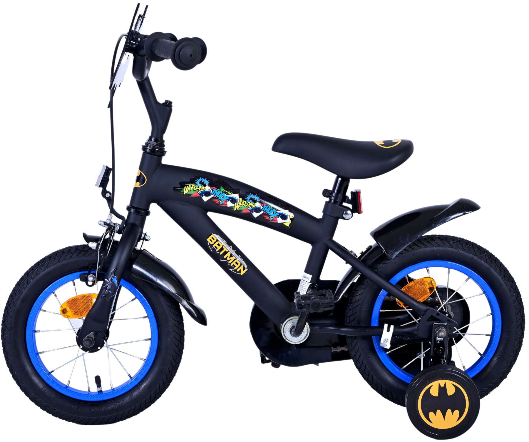 TPFSports DC Batman Kinderfahrrad - Jungen - 12 Zoll - Rücktritt + Handbremse- Schwarz