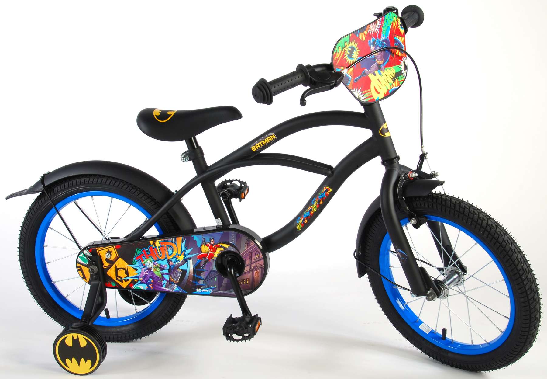 TPFSports DC Batman Kinderfahrrad - Jungen - 16 Zoll - Rücktritt + Handbremse - Schwarz