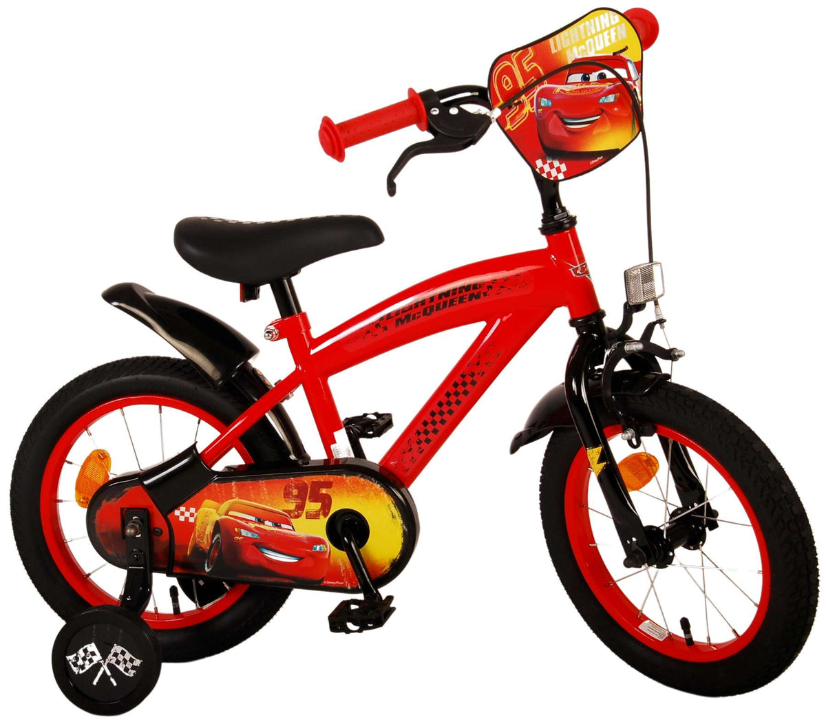 TPFSports Disney Cars Kinderfahrrad - Jungen - 14 Zoll - Rücktritt + Handbremse - Rot