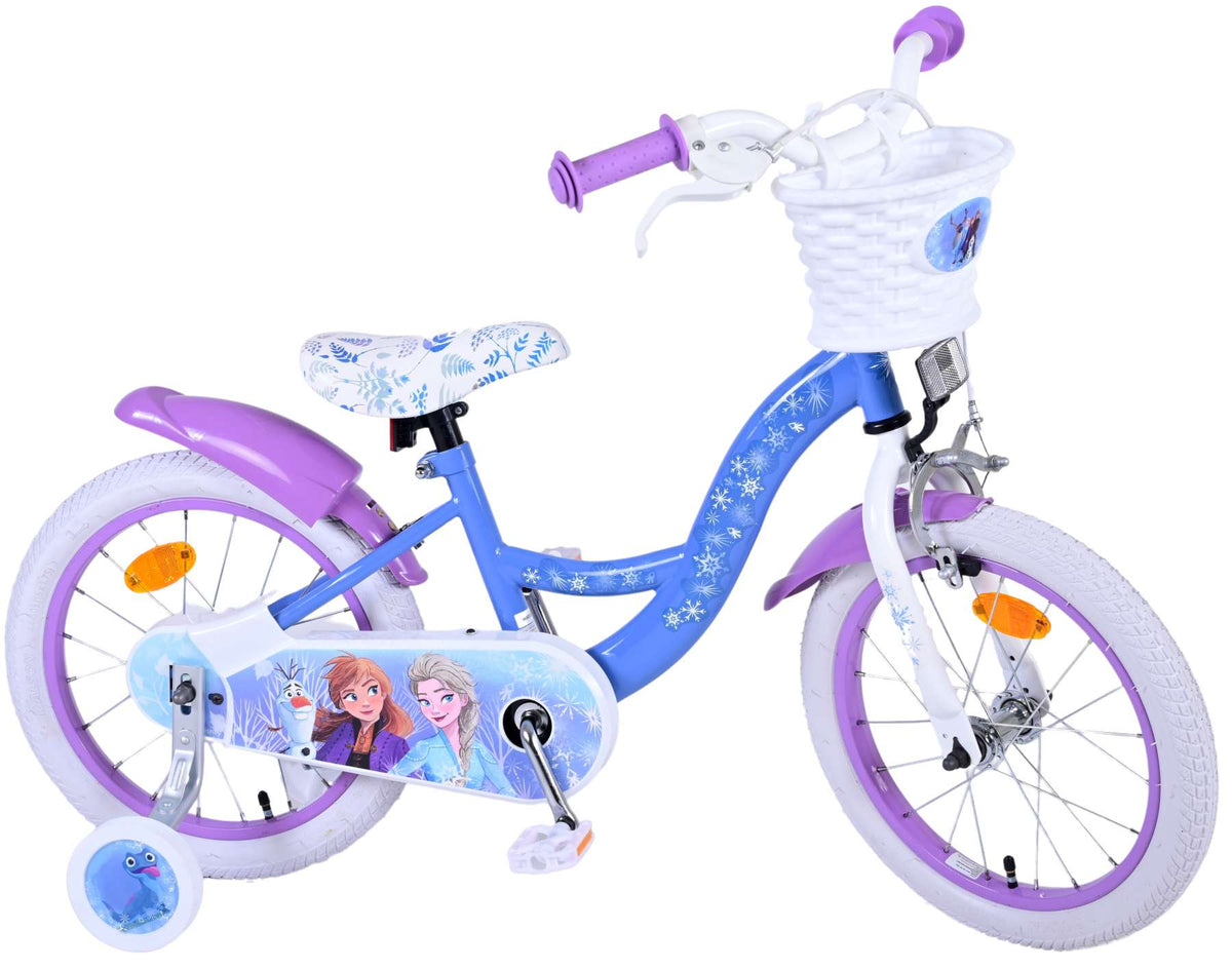 TPFSports Disney Frozen 2 Kinderfahrrad - Mädchen - Rücktritt + Handbremse - Blau/Lila