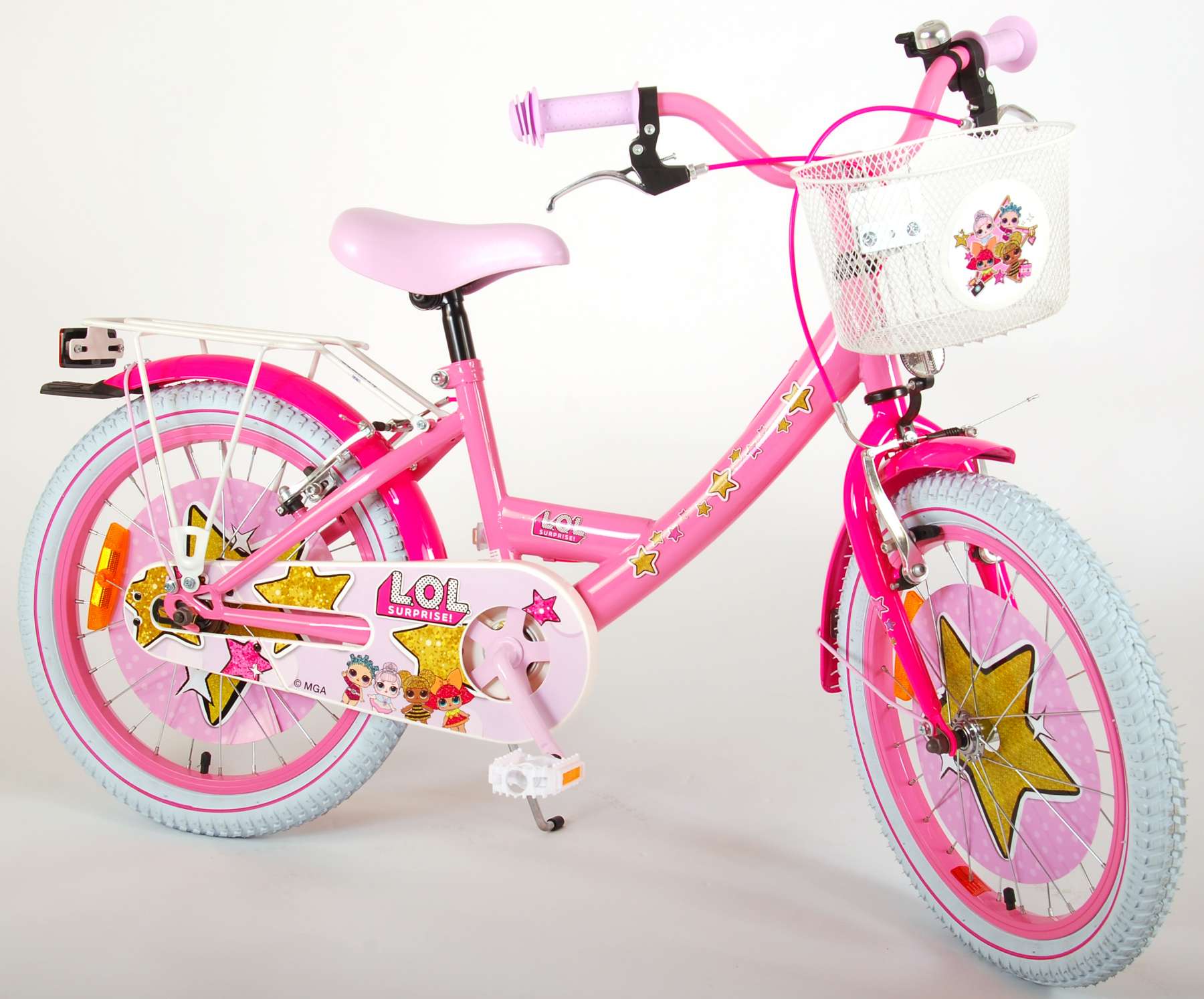 TPFSports LOL Surprise Kinderfahrrad - Mädchen - 18 Zoll - Rücktritt + Handbremse - Pink