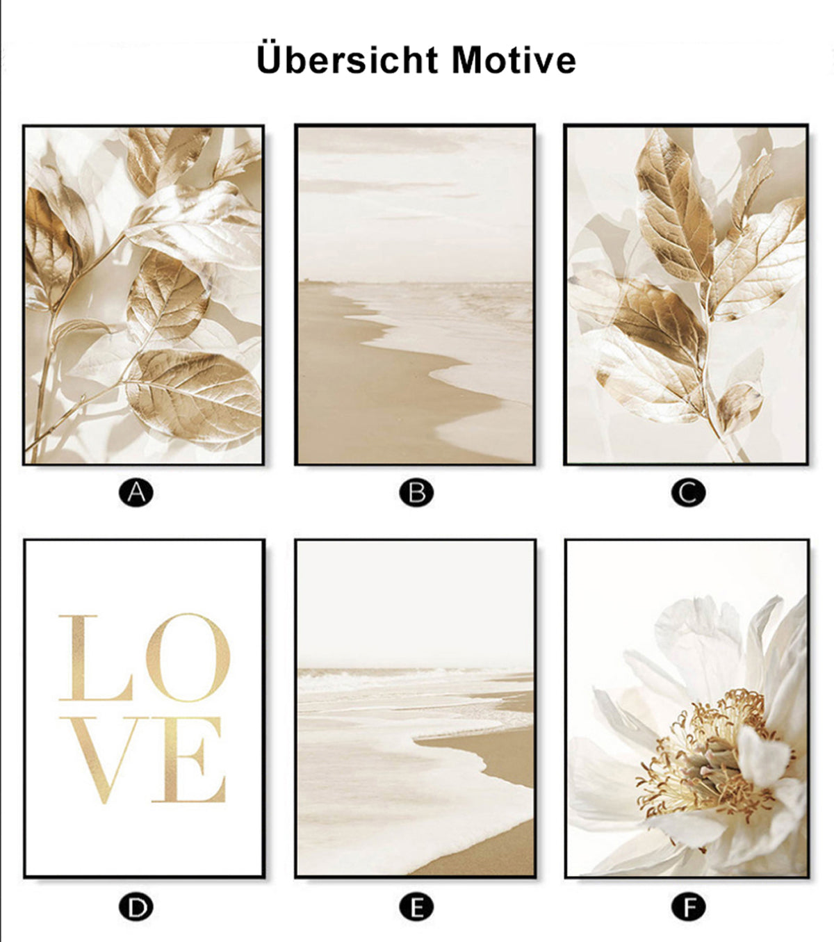 TPFLiving Gold Luxus Poster Leinwand verschiedene Größen - ohne Rahmen - Modell TPFL-LW-04-MC