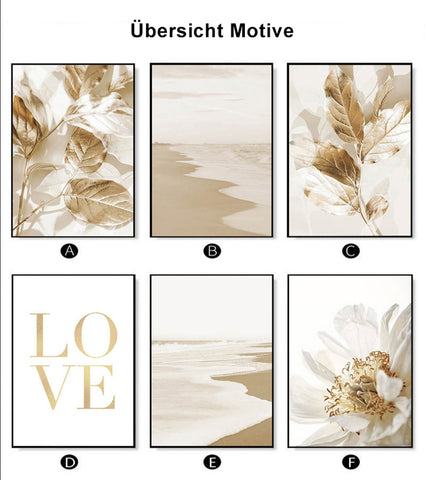 TPFLiving Gold Luxus Poster Leinwand verschiedene Größen - ohne Rahmen - Modell TPFL-LW-04-MC