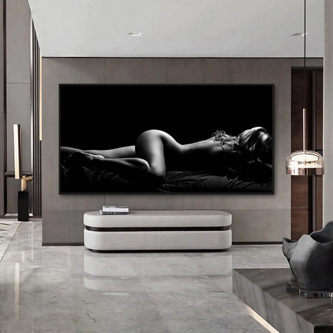TPFLiving XXL Luxus Poster Leinwand Aktfotografie Schwarz - Weiß / Stilvolle Erotik in 13 verschiedene Größen - OHNE Rahmen - Modell TPFL-LW-100-MA