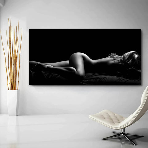 TPFLiving XXL Luxus Poster Leinwand Aktfotografie Schwarz - Weiß / Stilvolle Erotik in 13 verschiedene Größen - OHNE Rahmen - Modell TPFL-LW-100-MA
