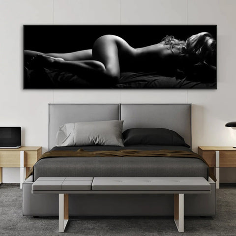 TPFLiving XXL Luxus Poster Leinwand Aktfotografie Schwarz - Weiß / Stilvolle Erotik in 13 verschiedene Größen - OHNE Rahmen - Modell TPFL-LW-100-MA