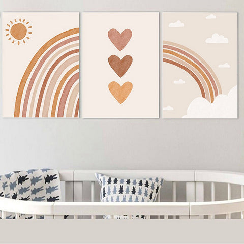 TPFLiving Poster Leinwand / Sonne, Herz und Regenbogen für Kinderzimmer - / Verschiedene Größen - OHNE Rahmen - Modell A