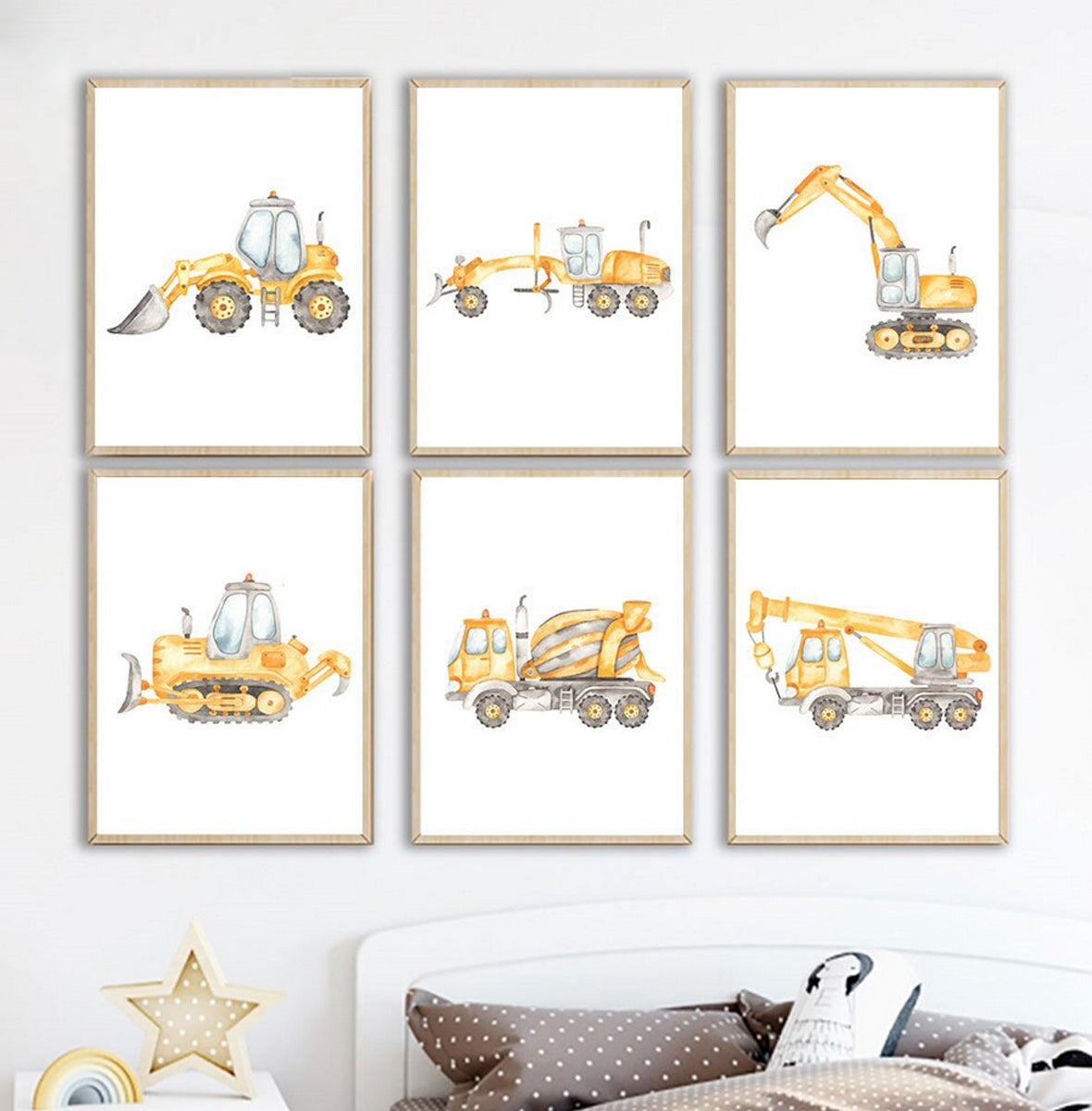 TPFLiving Excavator, Traumpreisfabrik Truck, Truck, Cement / Steamroller, – Poster Canvas