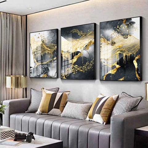 TPFLiving Gold Luxus Poster Leinwand verschiedene Größen - ohne Rahmen - Modell TPFL-LW-12-SET