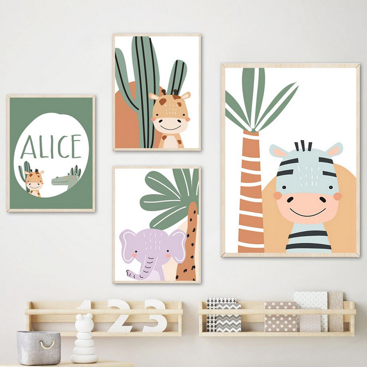 TPFLiving Poster Canvas / Children's Room Picture - Lion, Zebra, Giraf –  Traumpreisfabrik