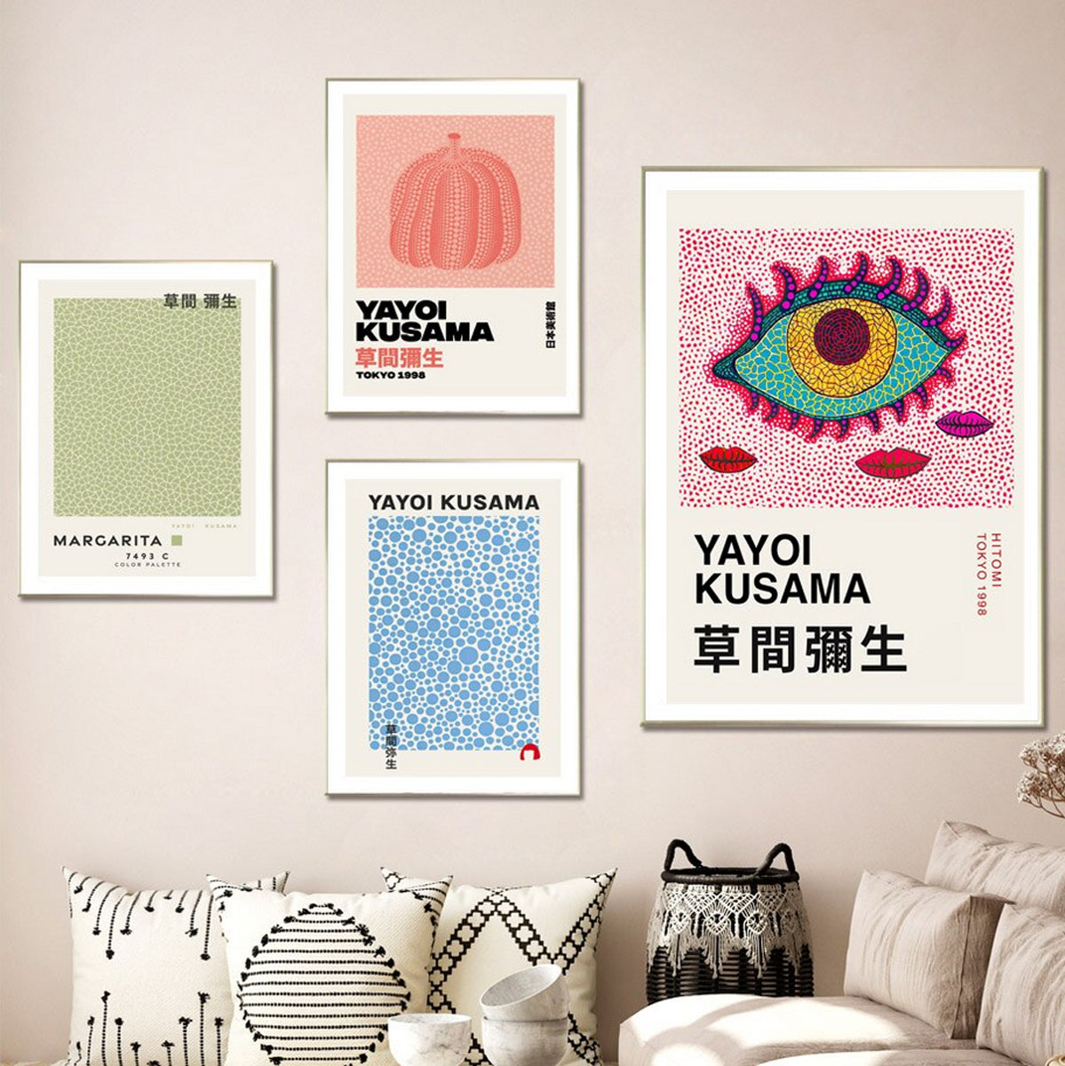 TPFLiving Poster Canvas / Abstract Art Wall Traumpreisfabrik Kusama Yayoi - Various / – 
