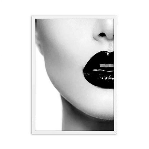 TPFLiving Poster Leinwand / Frau mit schwarzen Lippen und Fingernägeln - / Verschiedene Größen - OHNE Rahmen - Modell A
