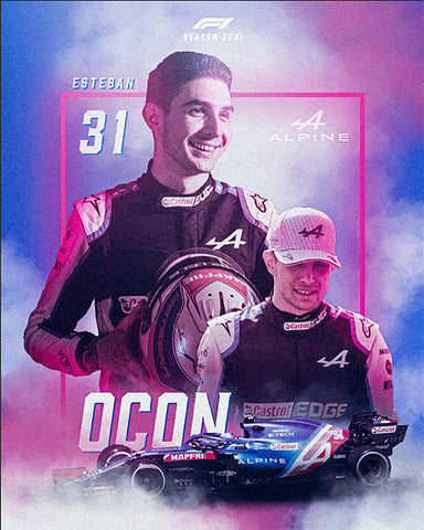 TPFLiving Poster Leinwand / Formel 1 - Formula 1 - Rennfahrer - Formel 1 Piloten - Esteban Ocon / Verschiedene Größen - OHNE Rahmen - Modell 8