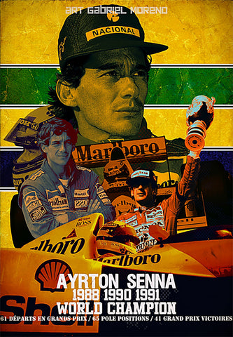 TPFLiving Poster Leinwand / Formel 1 - Rennfahrer - Formel 1 Piloten - Ayrton Senna (1960-1994) / Verschiedene Größen - OHNE Rahmen - Modell 23