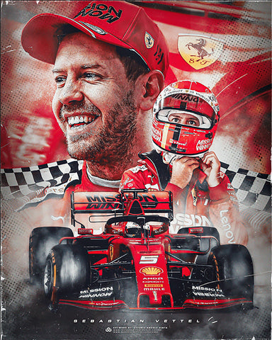 TPFLiving Poster Leinwand / Formel 1 - Rennfahrer - Formel 1 Piloten - Sebastian Vettel / Verschiedene Größen - OHNE Rahmen - Modell 32