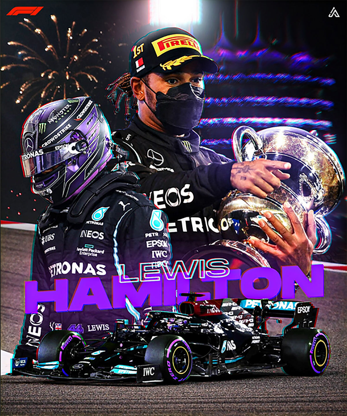 TPFLiving Poster Leinwand / Formel 1 - Rennfahrer - Formel 1 Piloten - Lewis Hamilton / Verschiedene Größen - OHNE Rahmen - Modell 6