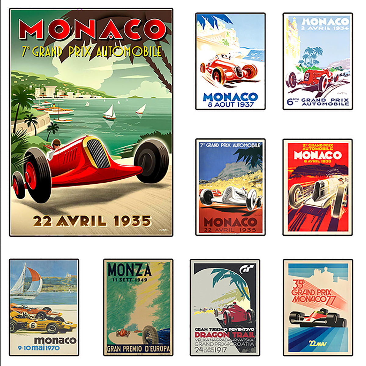 TPFLiving Poster Leinwand / Berühmte Rennen - Vintage - 25. Großer Preis von Monaco 7. Mai 1967 / Verschiedene Größen - OHNE Rahmen - Modell 15