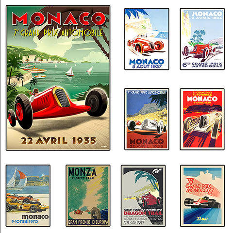 TPFLiving Poster Leinwand / Berühmte Rennen - Vintage - Großer Preis von Monaco 8. August 1937 / Verschiedene Größen - OHNE Rahmen - Modell 2