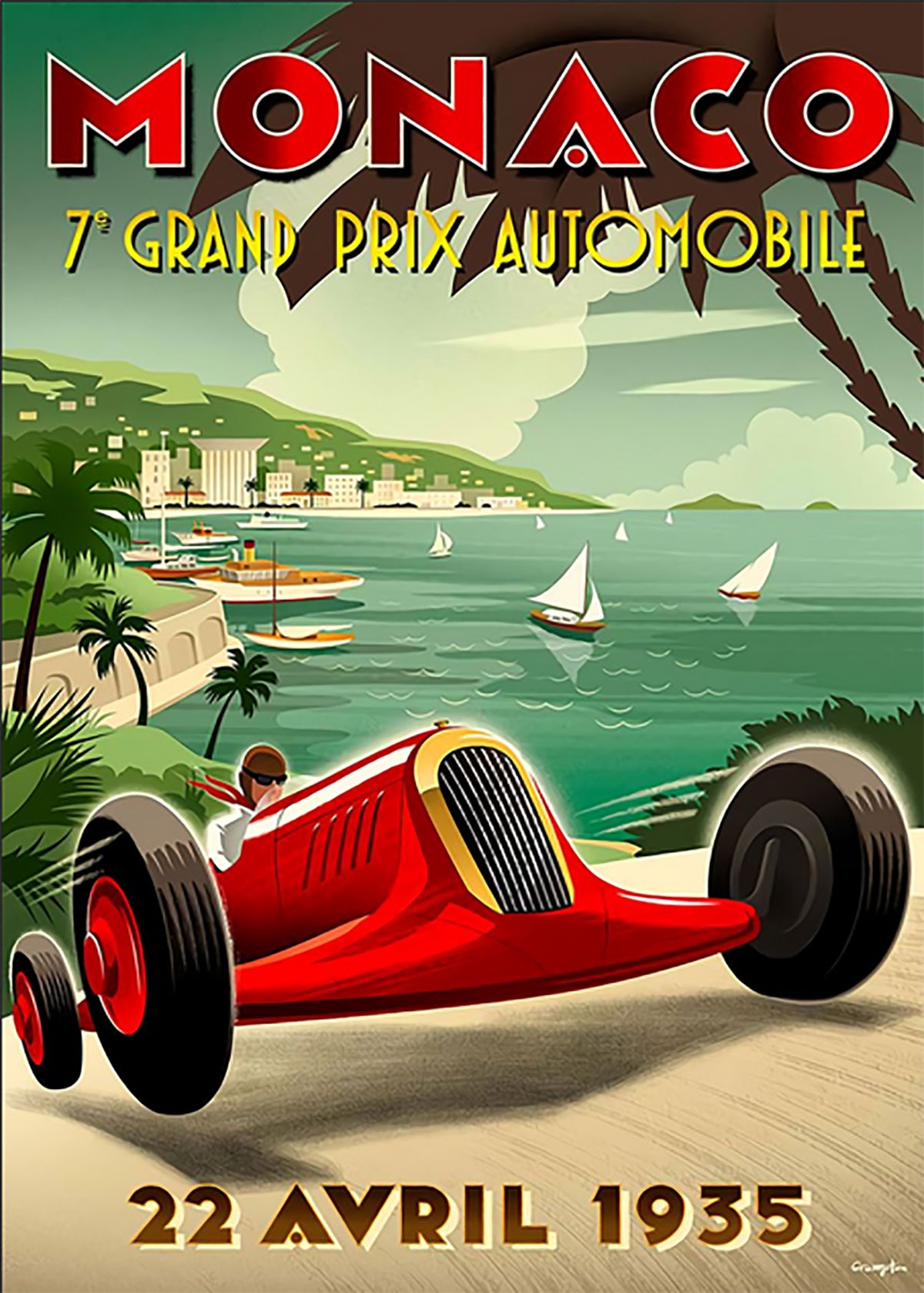 TPFLiving Poster Leinwand / Berühmte Rennen - Vintage - Großer Preis von Monaco 16. Mai 1948 / Verschiedene Größen - OHNE Rahmen - Modell 6