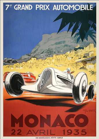 TPFLiving Poster Leinwand / Berühmte Rennen - Vintage - 8. Großer Preis von Monaco 11.April 1936 / Verschiedene Größen - OHNE Rahmen - Modell 17
