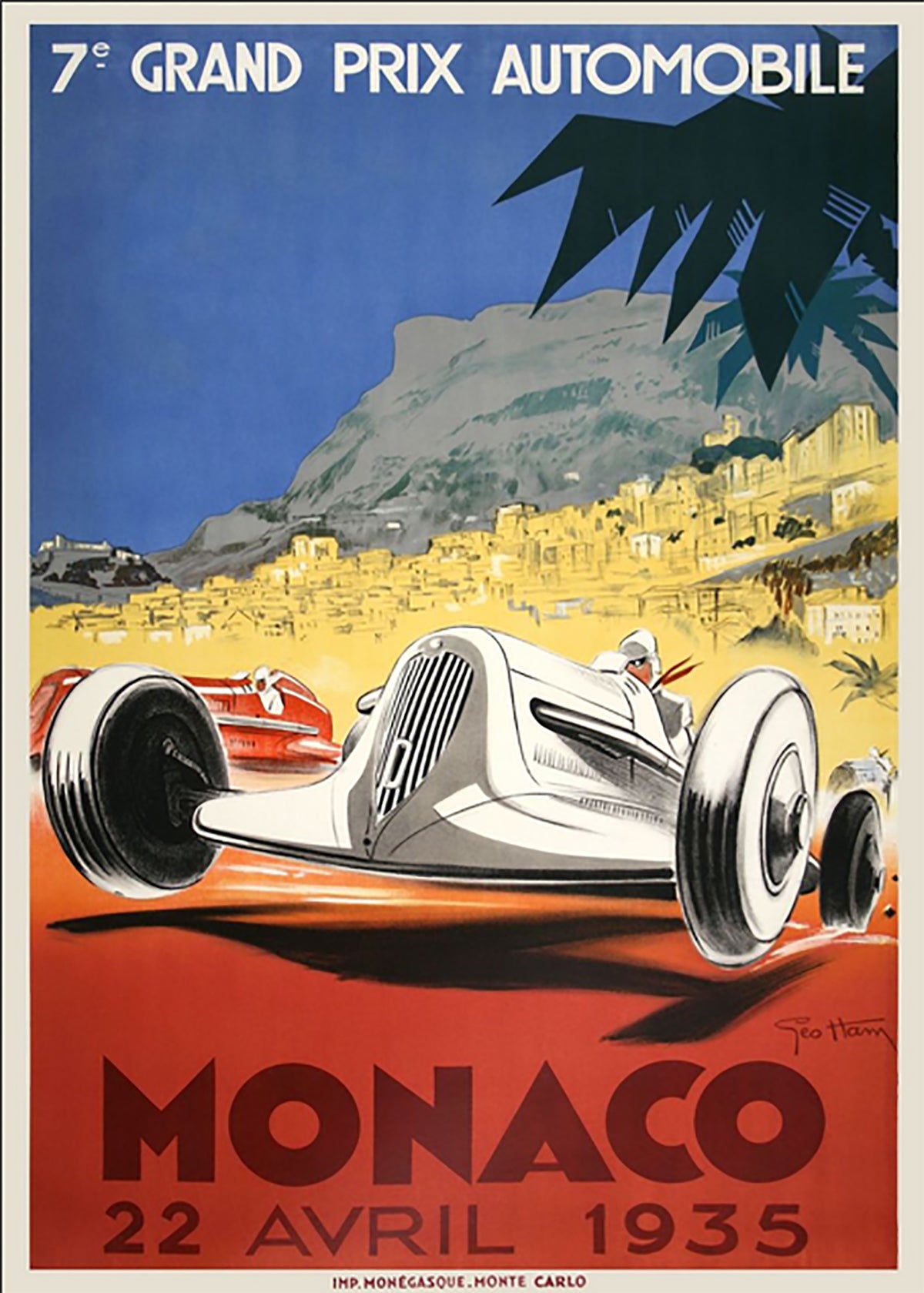 TPFLiving Poster Leinwand / Berühmte Rennen - Vintage - Großer Preis von Monaco 22. Mai 1955 / Verschiedene Größen - OHNE Rahmen - Modell 13