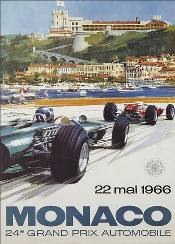TPFLiving Poster Leinwand / Berühmte Rennen - Vintage - 24. Großer Preis von Monaco 22. Mai 1966 / Verschiedene Größen - OHNE Rahmen - Modell 19