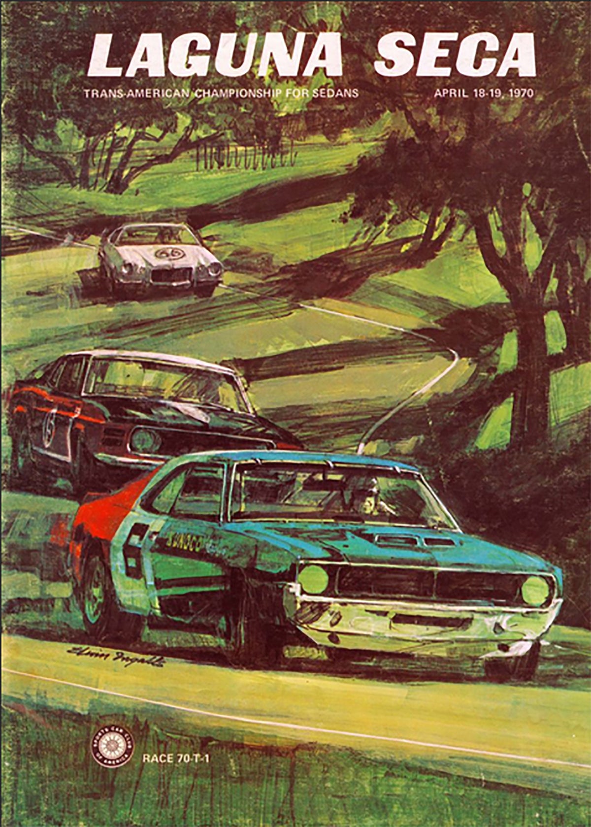 TPFLiving Poster Leinwand / Berühmte Rennen - Trans American Championship - Laguna Seca 18.04.1971 / Verschiedene Größen - OHNE Rahmen - Modell 25