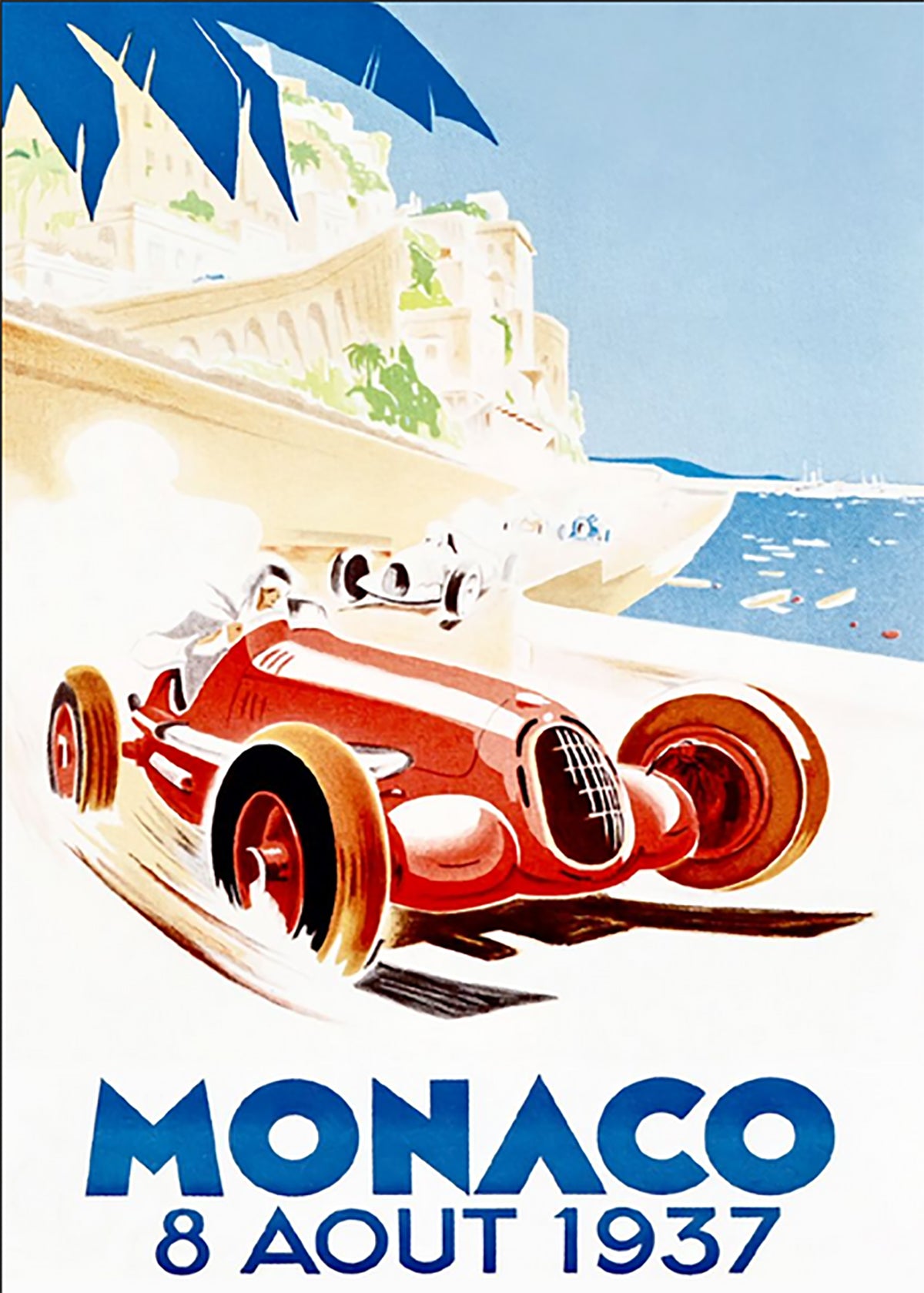 TPFLiving Poster Leinwand / Berühmte Rennen - Vintage - Großer Preis von Monaco 8. August 1937 / Verschiedene Größen - OHNE Rahmen - Modell 2