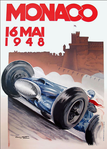 TPFLiving Poster Leinwand / Berühmte Rennen - Vintage - Großer Preis von Monaco 16. Mai 1948 / Verschiedene Größen - OHNE Rahmen - Modell 6