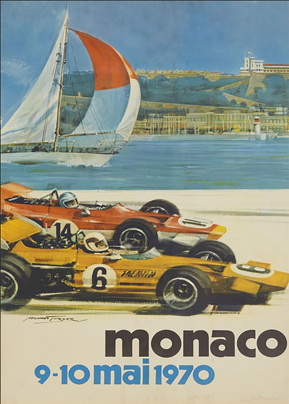 TPFLiving Poster Leinwand / Berühmte Rennen - Vintage - Großer Preis von Monaco 9. Mai 1970 / Verschiedene Größen - OHNE Rahmen - Modell 8