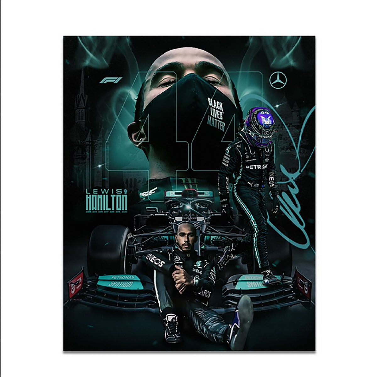 TPFLiving Poster Leinwand / Formel 1 2022 - Formel 1 Pilot - Rennfahrer - Lewis Hamilton / Verschiedene Größen - OHNE Rahmen - Modell SY803