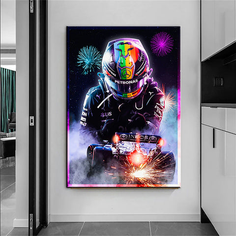 TPFLiving Poster Leinwand / Formel 1 2022 - Formel 1 Pilot - Rennfahrer - Lewis Hamilton / Verschiedene Größen - OHNE Rahmen - Modell SY1063